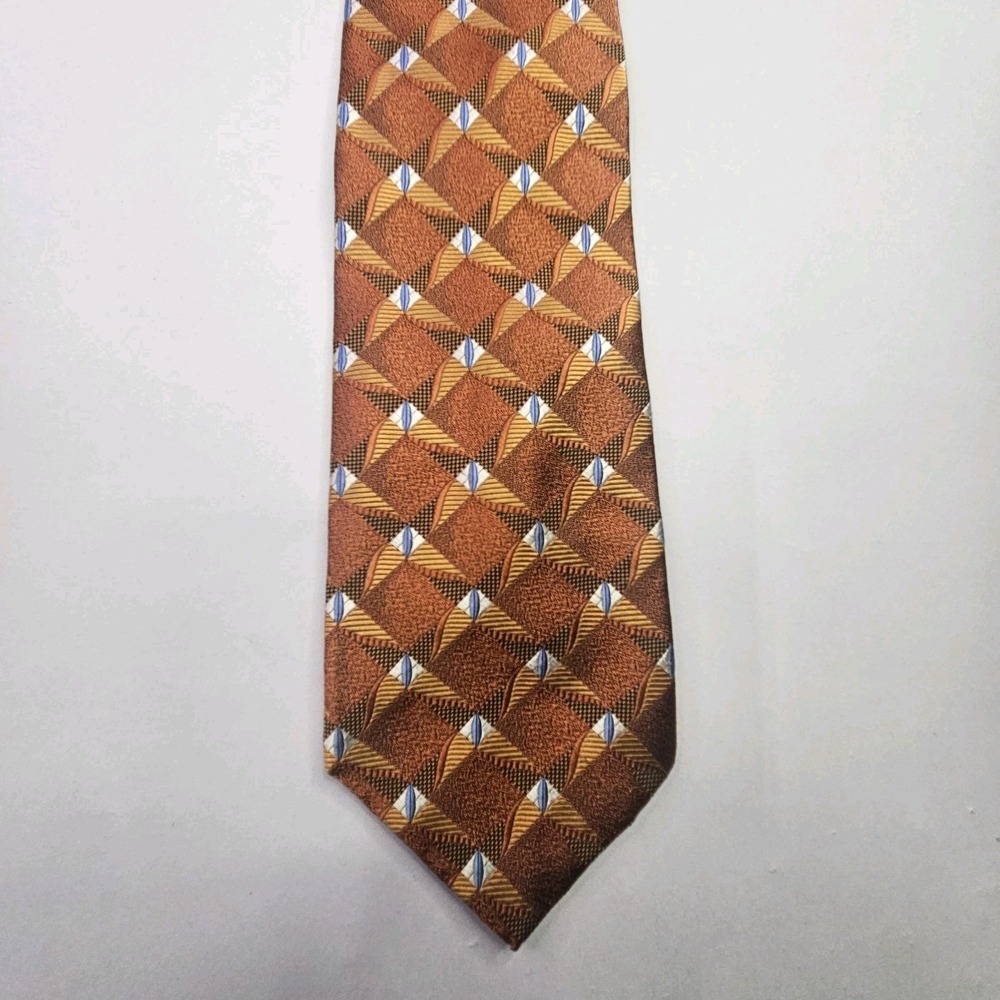 Jos. A. Bank Signature Collection Men's Silk Tie Copper Geometric Made in Italy